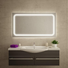 Настенное широкое зеркало с фронтальной и задней фоновой LED-подсветкой Триом 001 